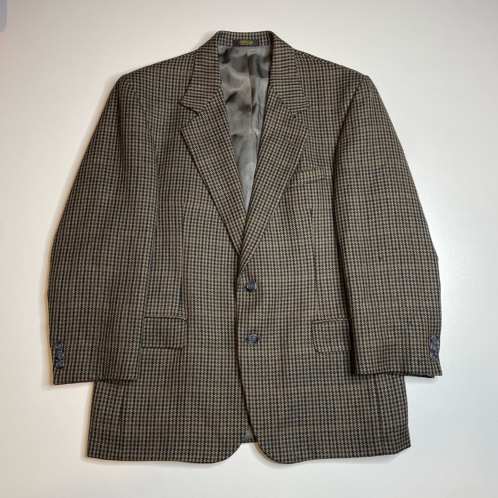 Vintage Orvis Wool Brown Houndstooth Tweed Blazer Sport Coat Jacket Men’s 40S
